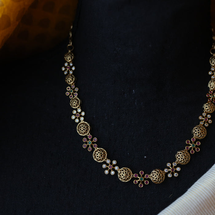 Antique ruby stone short necklace and earrings SS108145