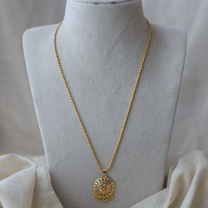 Heritage gold plated pendant long chain necklace HC7890