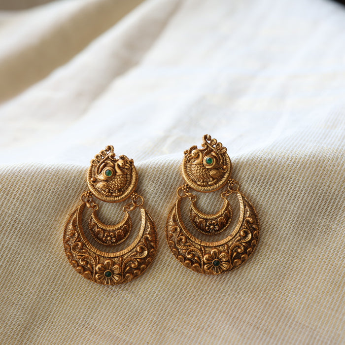 Antique temple design flat earrings  AD422
