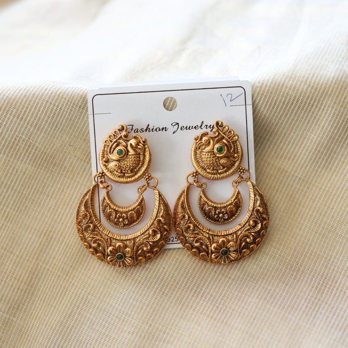 Antique temple design flat earrings  AD422