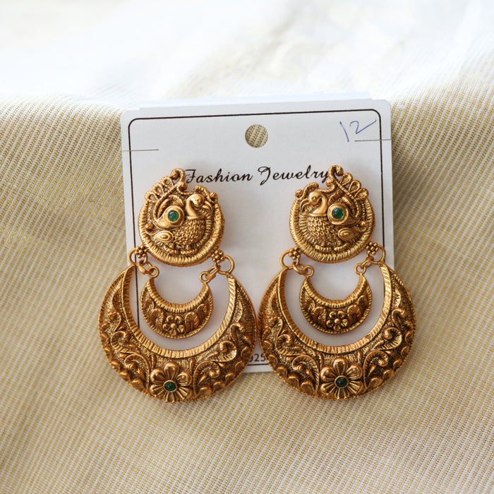 Antique temple design flat earrings  AD422