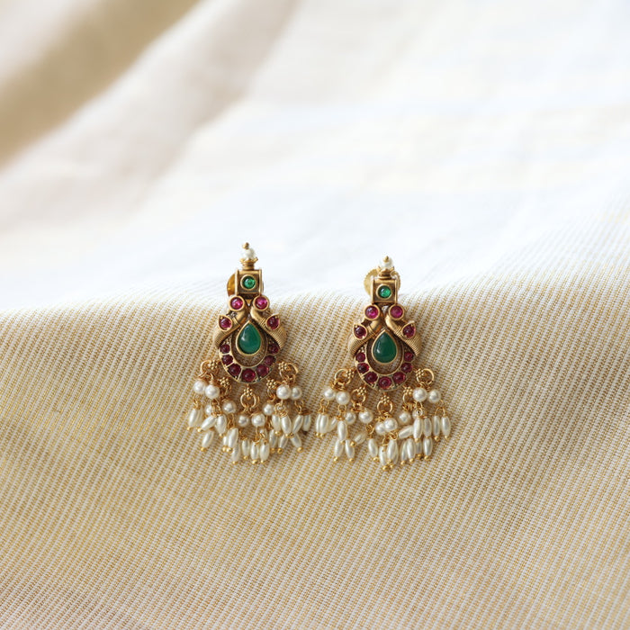 Antique ruby stone drop earrings  AD423
