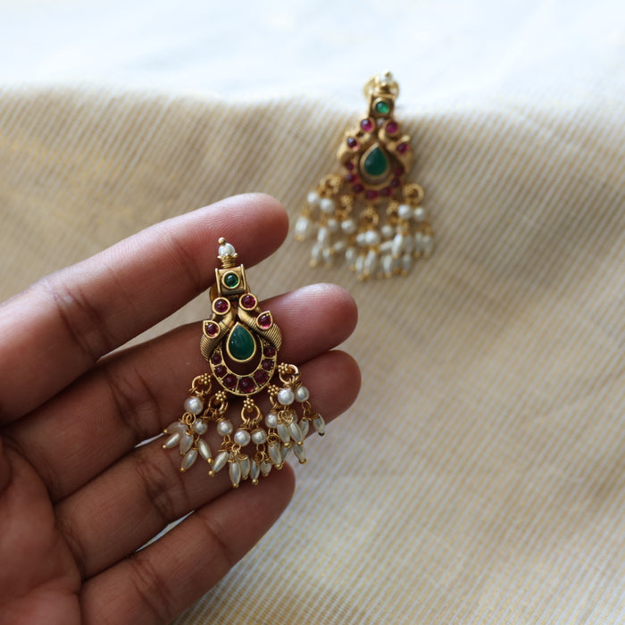 Antique ruby stone drop earrings  AD423