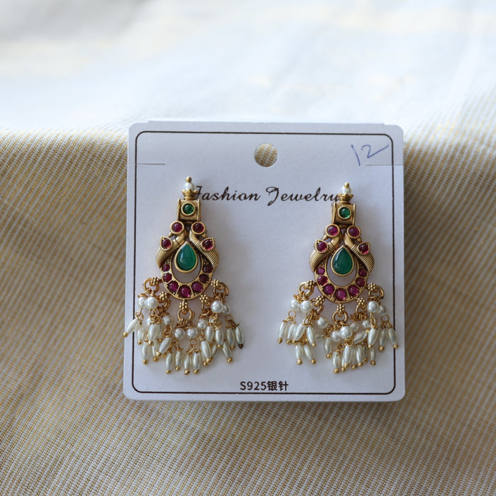 Antique ruby stone drop earrings  AD423
