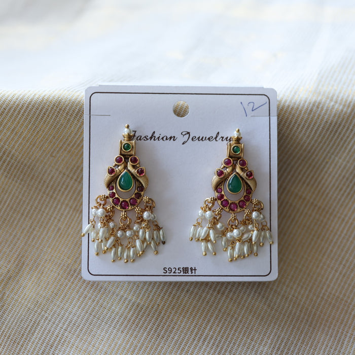 Antique ruby stone drop earrings  AD423