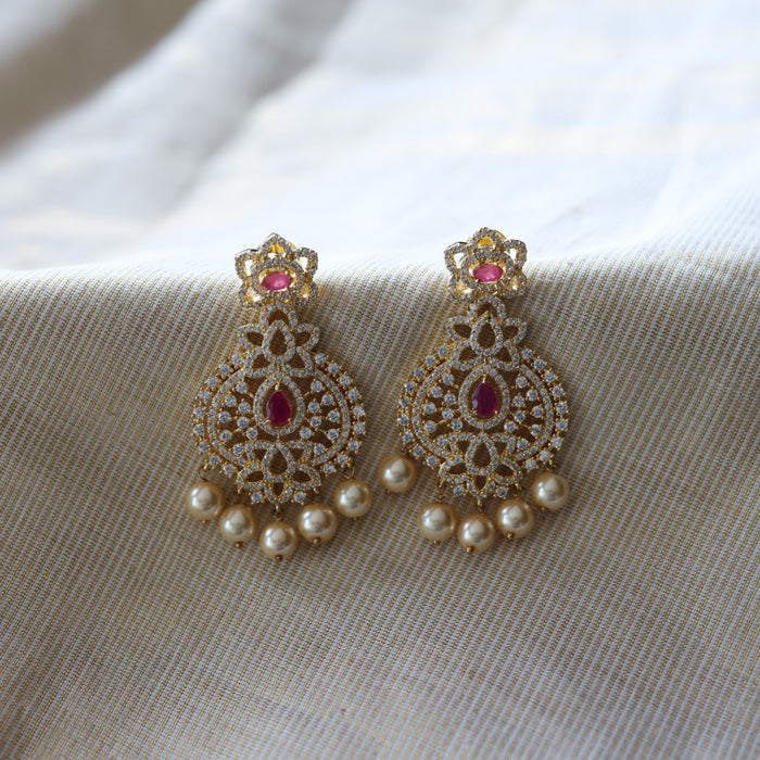 CZ white stone flat earrings  HD424