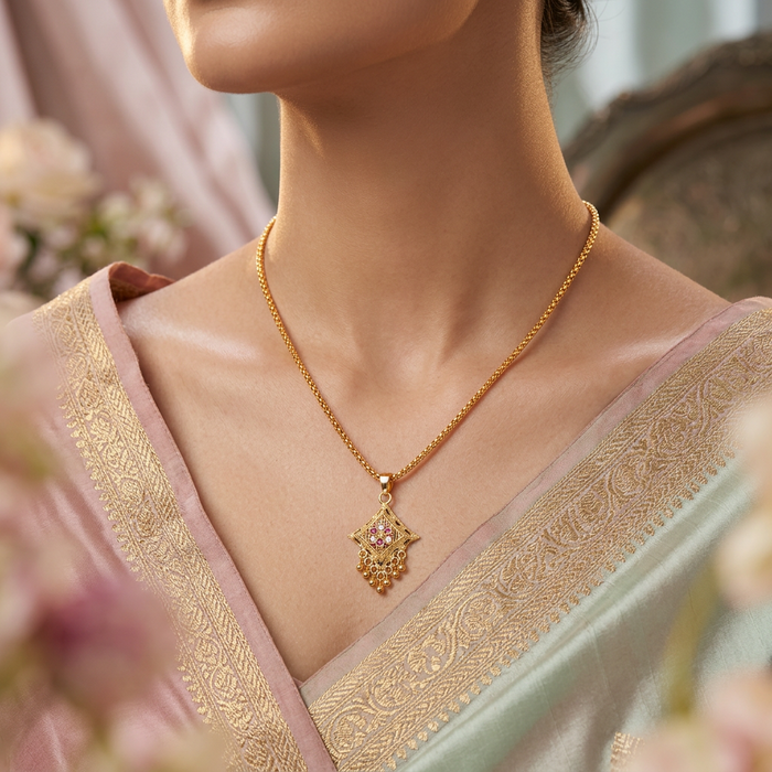 Heritage gold plated simple pendant short chain HC1273
