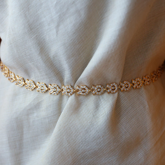 Heritage gold plated white stone and pearl waistchain  HW1094
