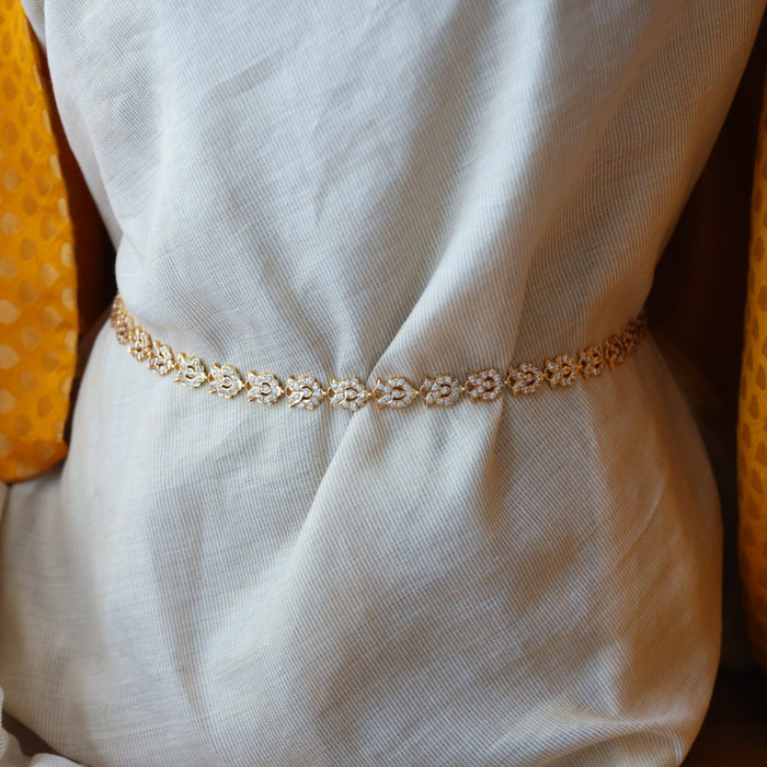 Heritage gold plated white stone and pearl waistchain  HW1094