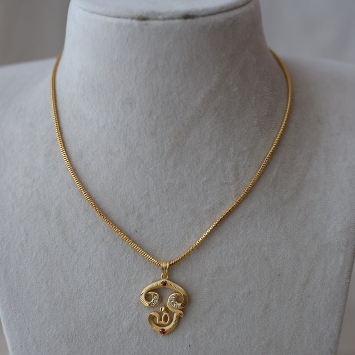 Heritage gold plated OM pendant short chain HC6744