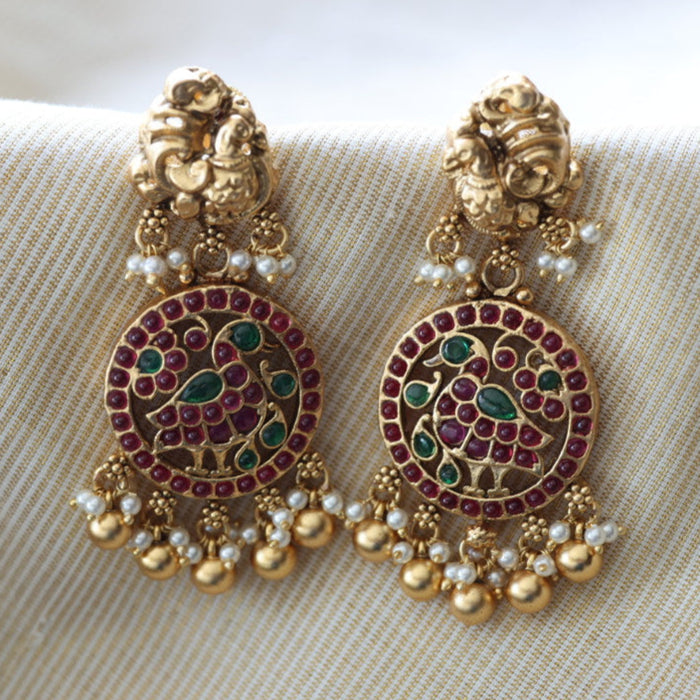 Antique ruby stone flat earrings  AD439