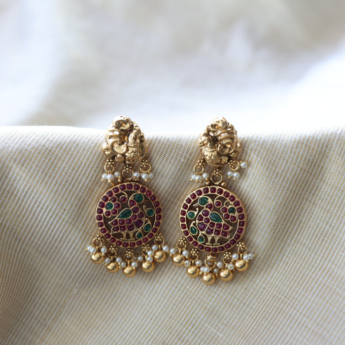 Antique ruby stone flat earrings  AD439