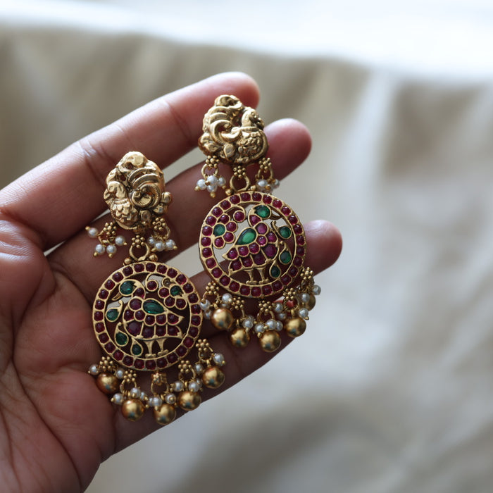Antique ruby stone flat earrings  AD439