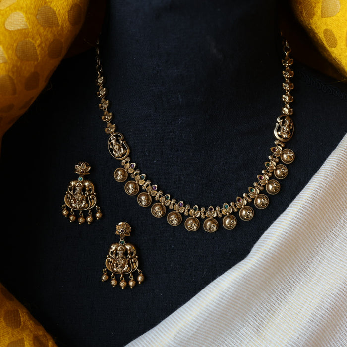 Antique coin design short necklace and earrings TTS4677