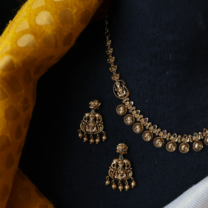 Antique coin design short necklace and earrings TTS4677