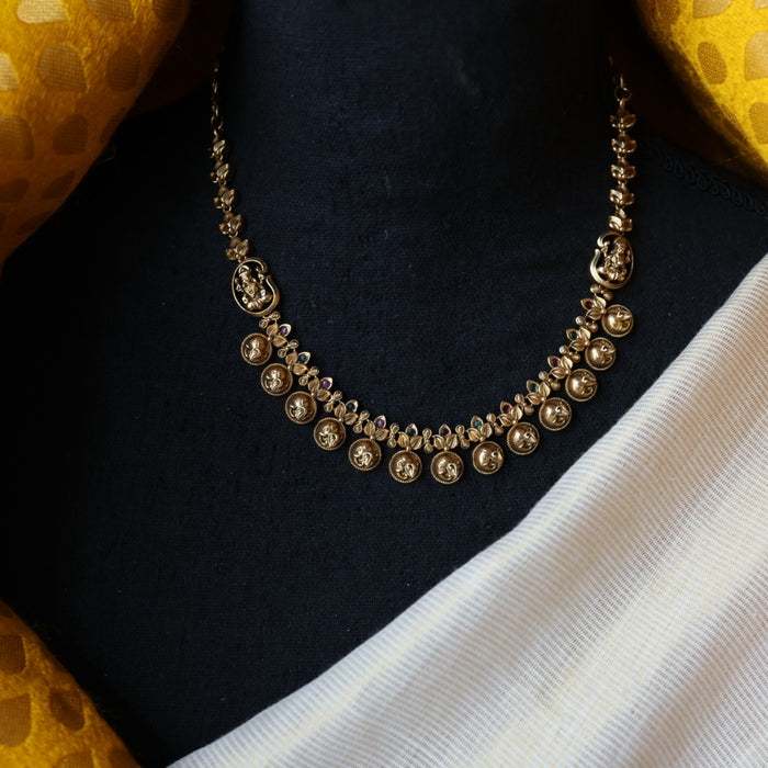 Antique coin design short necklace and earrings TTS4677