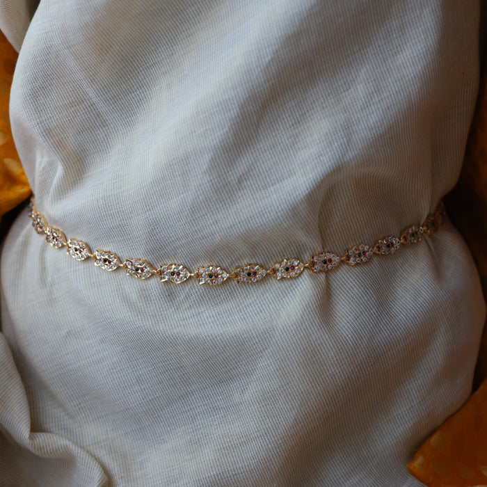 Heritage gold and plated ruby white stone waistchain HW823