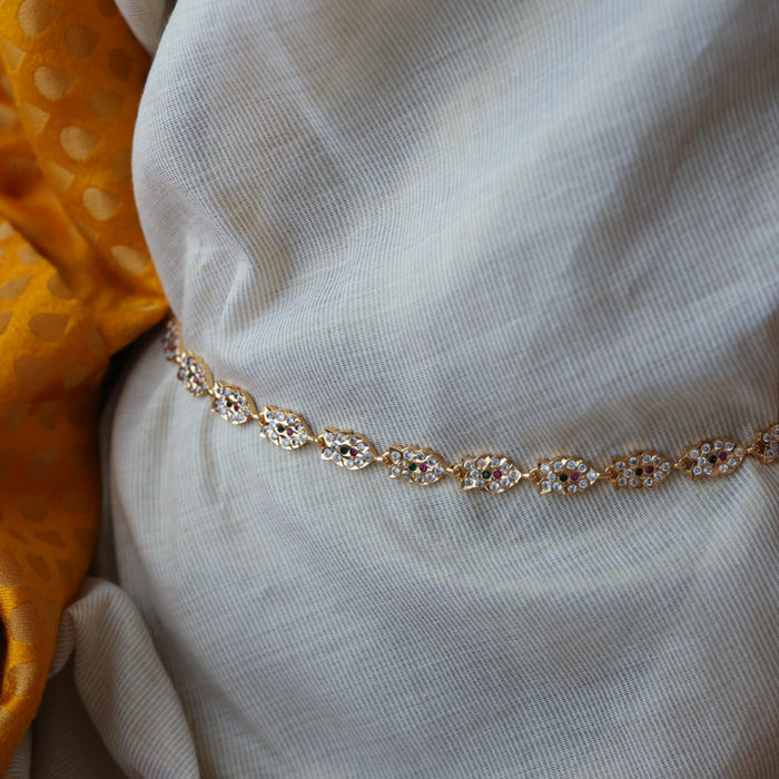 Heritage gold and plated ruby white stone waistchain HW823