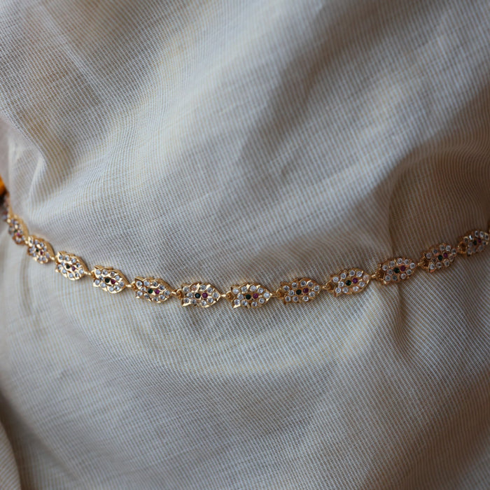 Heritage gold and plated ruby white stone waistchain HW823