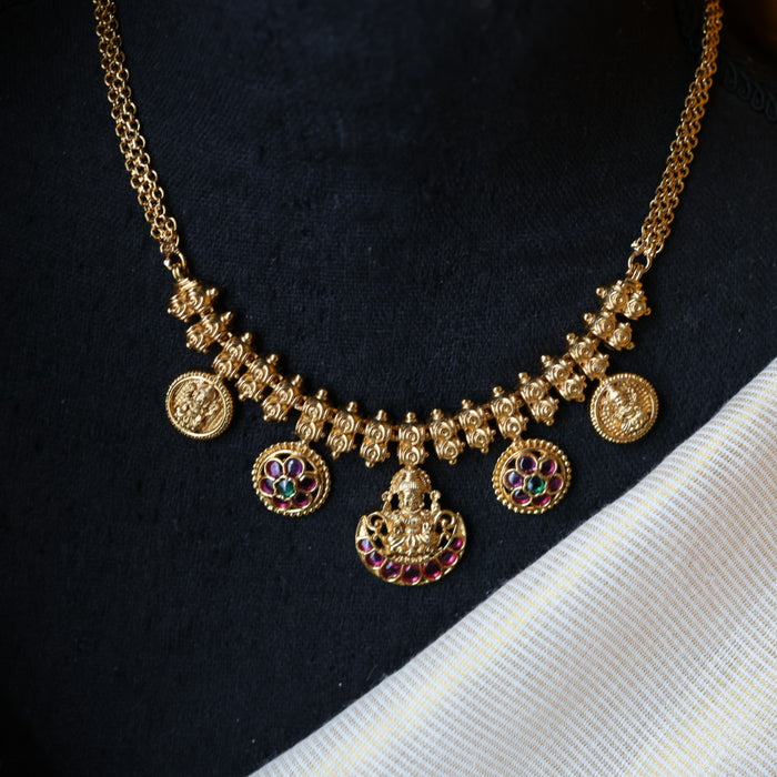 Antique coin design short necklace and earrings TTS461