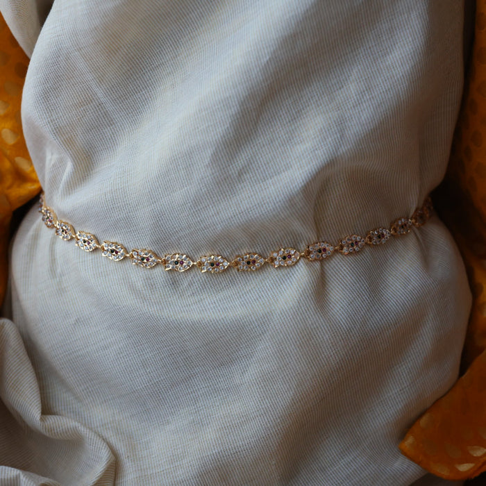 Heritage gold and plated ruby white stone waistchain HW823