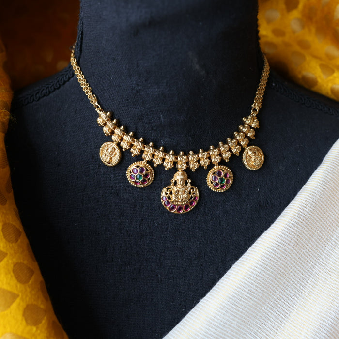 Antique coin design short necklace and earrings TTS461