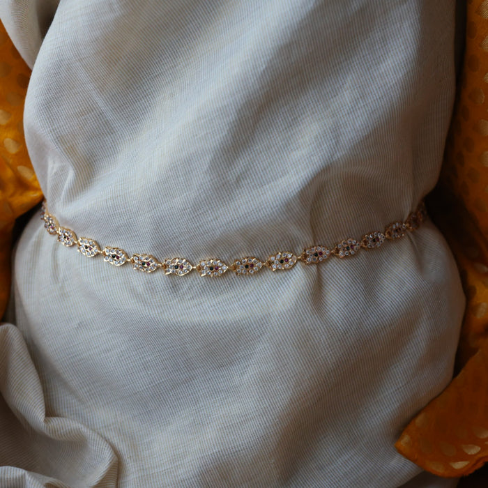 Heritage gold and plated ruby white stone waistchain HW823