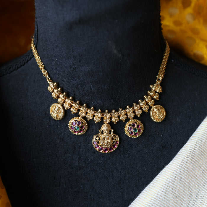 Antique coin design short necklace and earrings TTS461