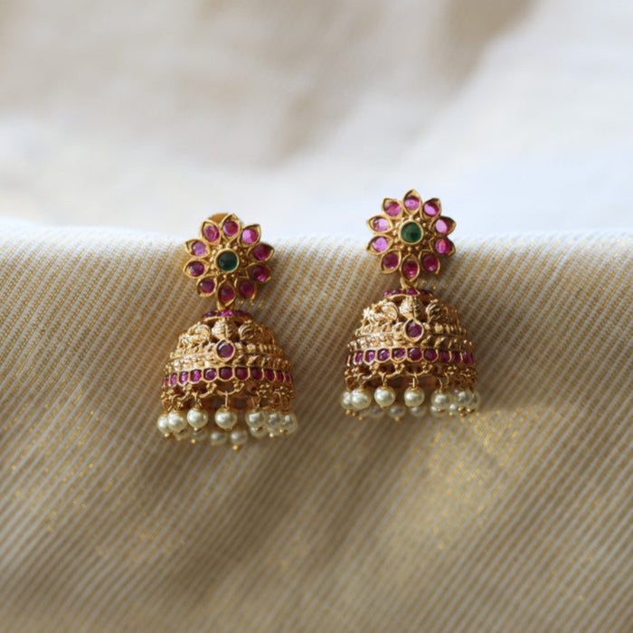 Antique ruby stone jumka earrings AJ3038