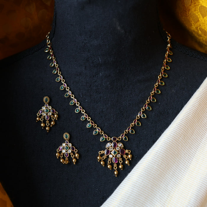 Antique simple short necklace and earrings TTS4670