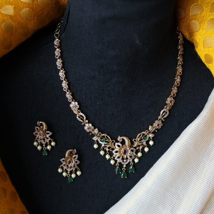 Antique simple short necklace and earrings TTS412