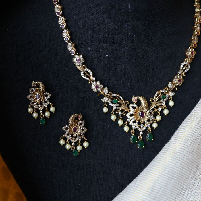 Antique simple short necklace and earrings TTS412