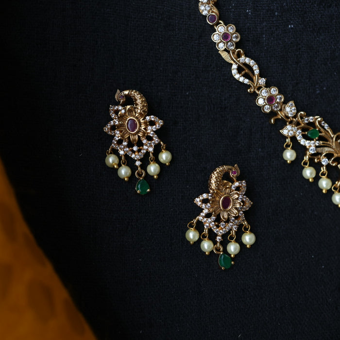 Antique simple short necklace and earrings TTS412