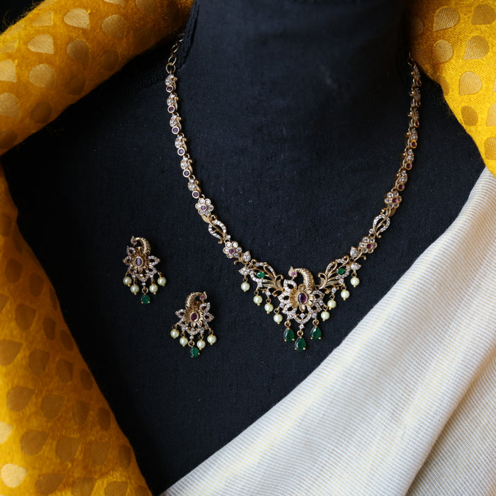 Antique simple short necklace and earrings TTS412
