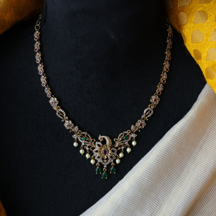 Antique simple short necklace and earrings TTS412