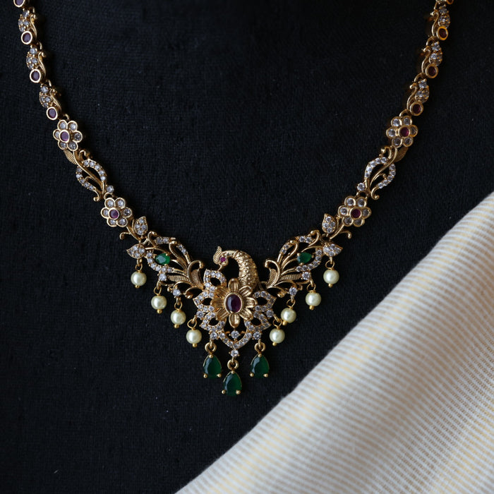 Antique simple short necklace and earrings TTS412