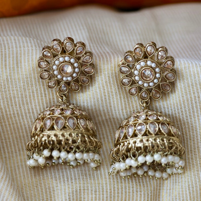 Trendy pearl jumka earrings TJ047