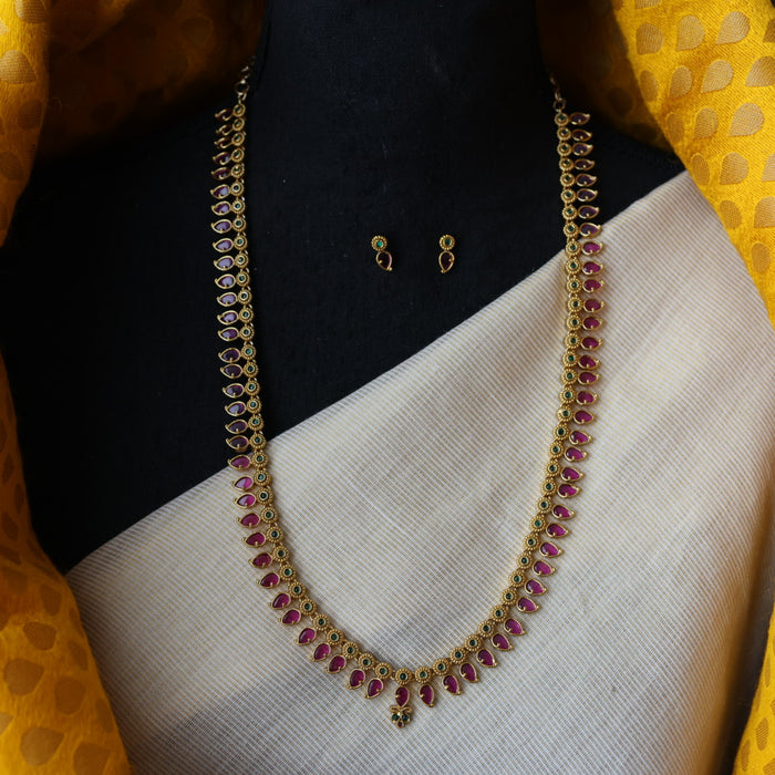 Antique simple mango design long necklace and earrings LL03673