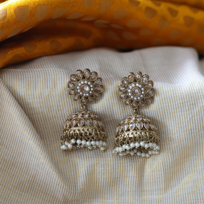 Trendy pearl jumka earrings TJ047