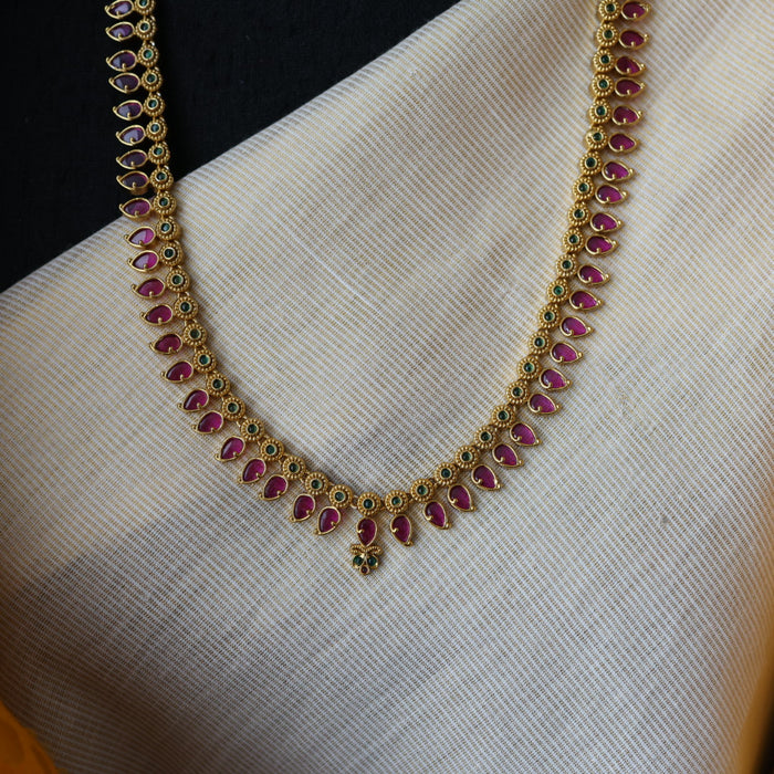 Antique simple mango design long necklace and earrings LL03673