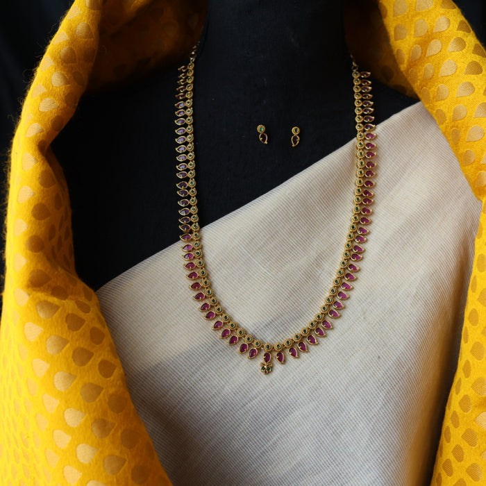 Antique simple mango design long necklace and earrings LL03673