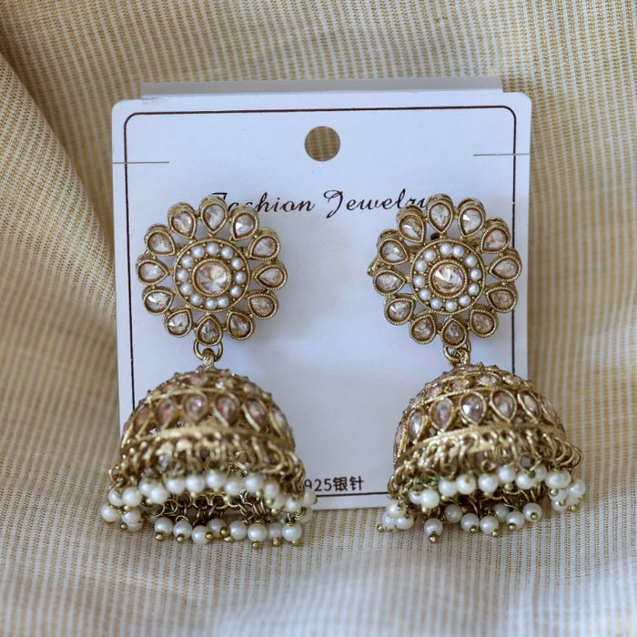 Trendy pearl jumka earrings TJ047