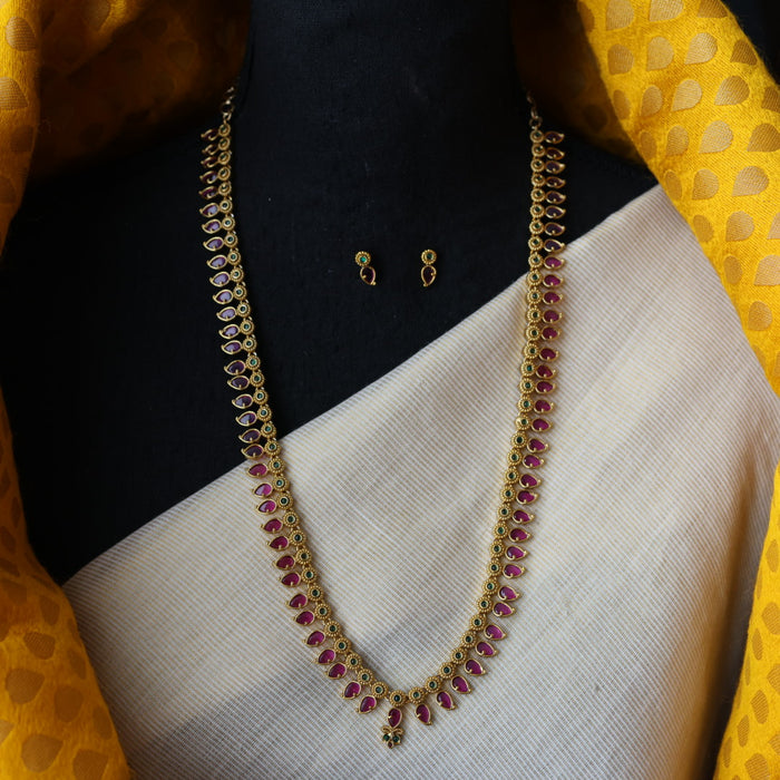Antique simple mango design long necklace and earrings LL03673