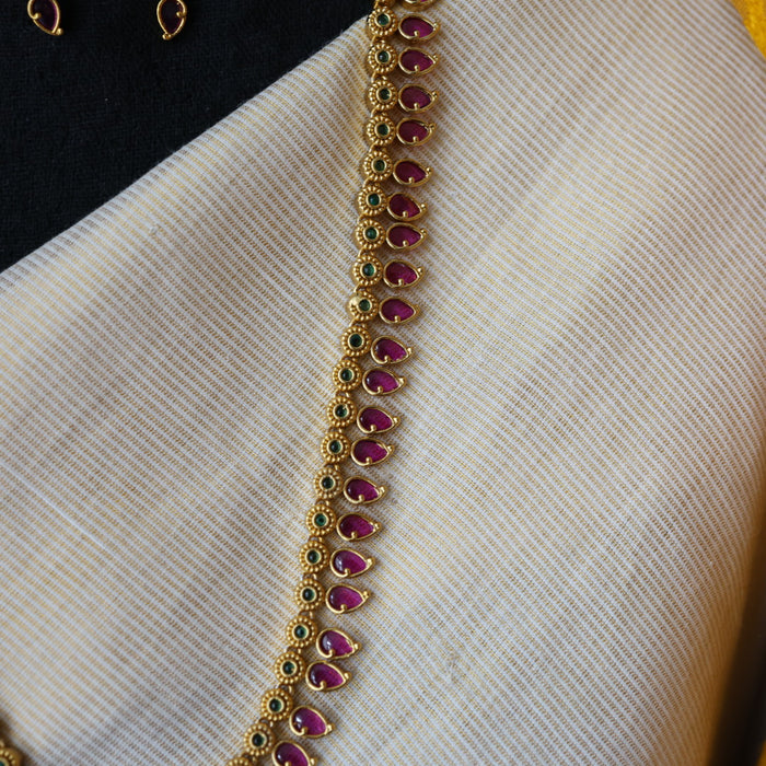 Antique simple mango design long necklace and earrings LL03673
