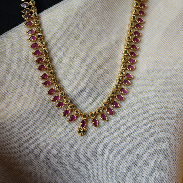 Antique simple mango design long necklace and earrings LL03673
