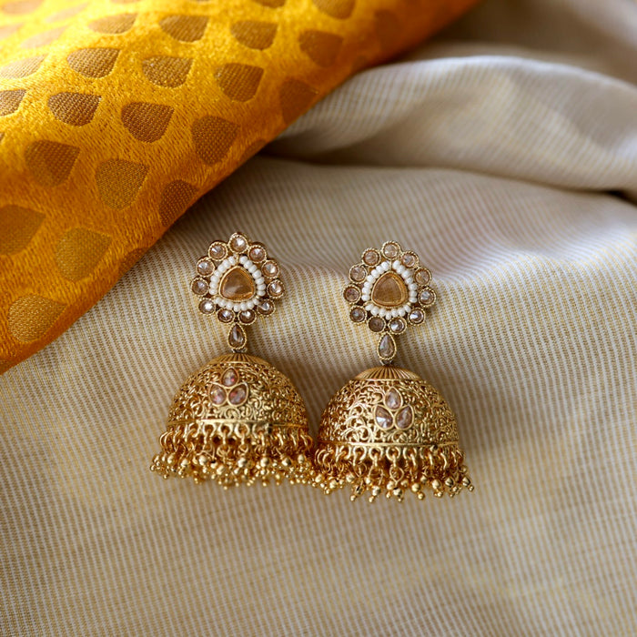 Trendy gold tone jumka earrings TJ050