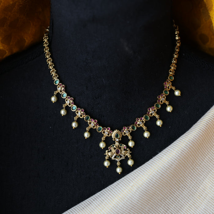 Antique multi stone short necklace with earrings  TTS4380