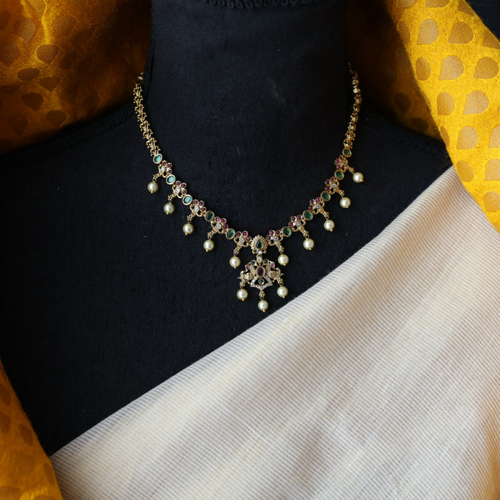 Antique multi stone short necklace with earrings  TTS4380