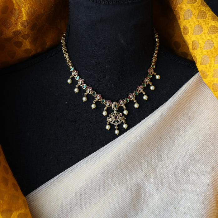 Antique multi stone short necklace with earrings  TTS4380