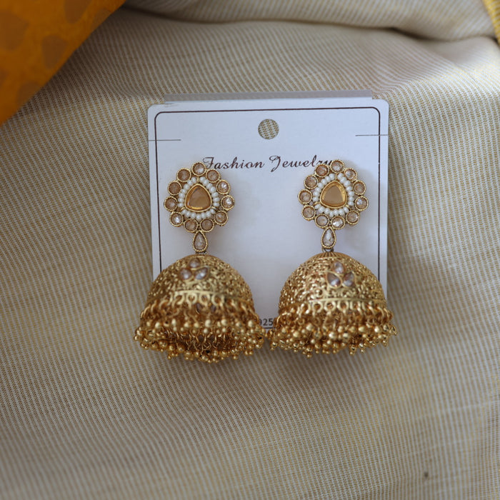 Trendy gold tone jumka earrings TJ050